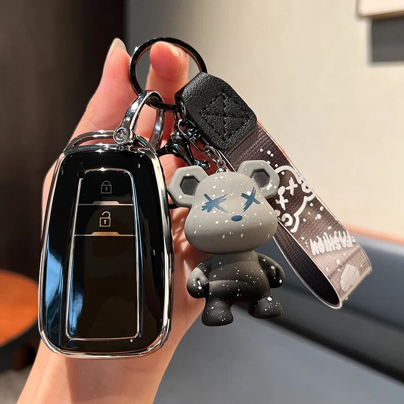 Protective Car Key Cover for Toyota Rav4 Corolla Prado CH-R Smart Key 2/3 Button 2019-2022