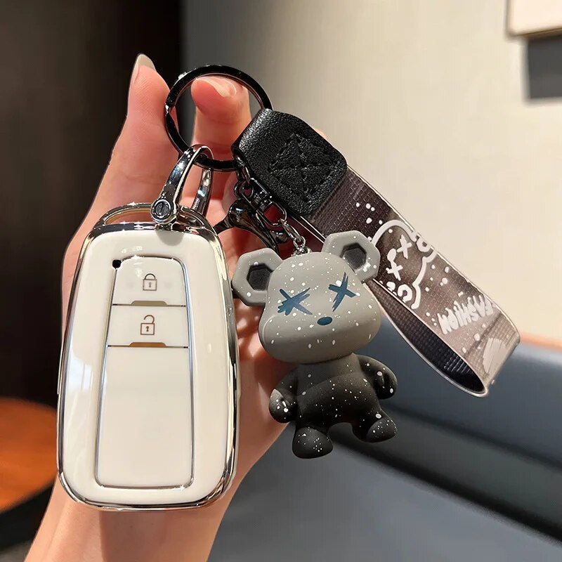 Protective Car Key Cover for Toyota Rav4 Corolla Prado CH-R Smart Key 2/3 Button 2019-2022
