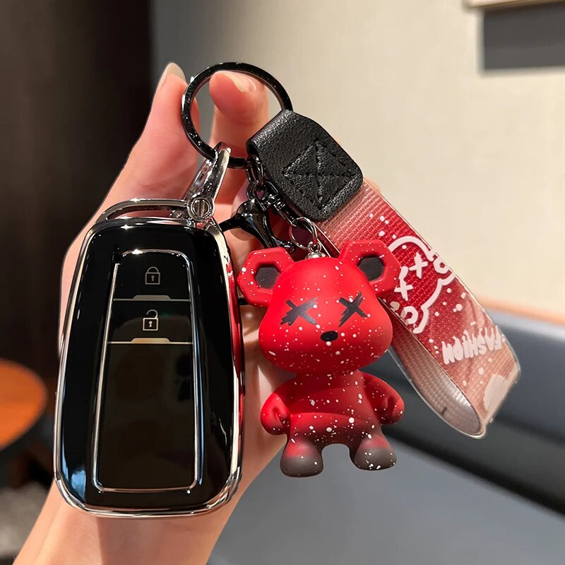 Protective Car Key Cover for Toyota Rav4 Corolla Prado CH-R Smart Key 2/3 Button 2019-2022