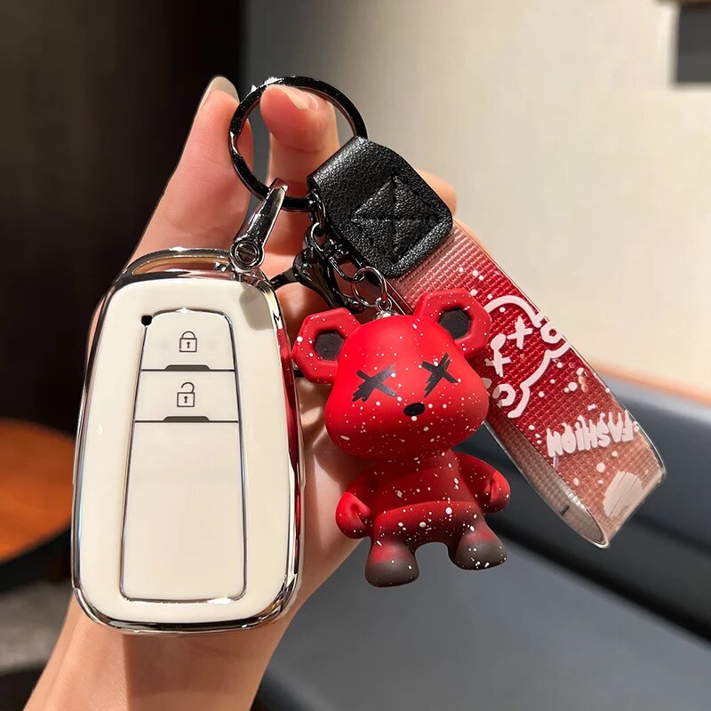 Protective Car Key Cover for Toyota Rav4 Corolla Prado CH-R Smart Key 2/3 Button 2019-2022