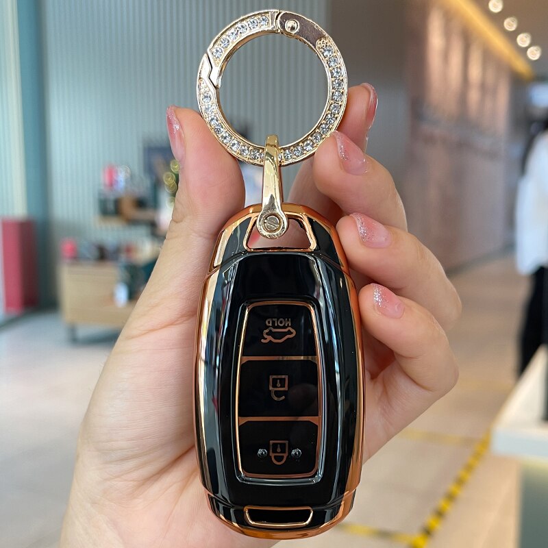 Ontto Custodia In TPU Per Chiave Auto, Adatta Per Hyundai (Palissandro, Veloster, I30, Santa Fe, Tucson, Kona, Elantra), Colore Argento Bianco, Protezione Antigraffio