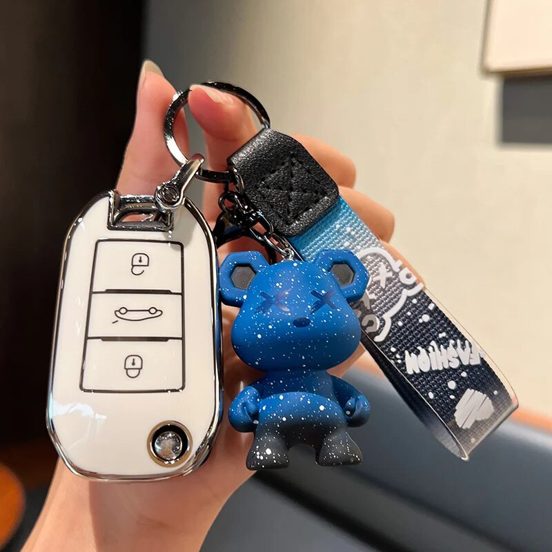 Protective Car Key Cover for Peugeot Citroen Remote Key 2014-2021