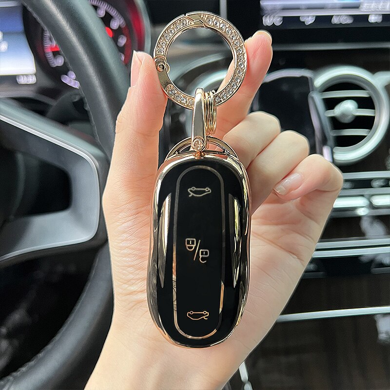 Tesla Model3 model Y Smart Key Protection Cover Green Tea Color Gold Edge