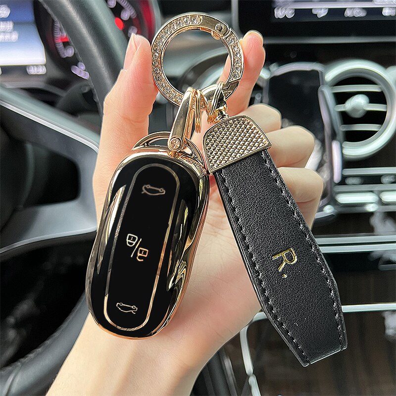 Tesla Model3 model Y Smart Key Protection Cover Green Tea Color Gold Edge