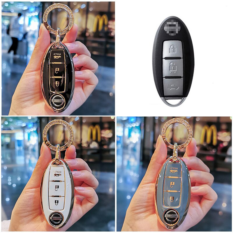 Protective Car Key Cover for Nissan GT-R Skyline 370Z Teana 3 Button Smart Key 2014-2022