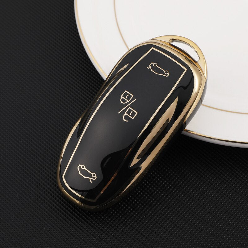 Tesla Model3 model Y Smart Key Protection Cover Green Tea Color Gold Edge